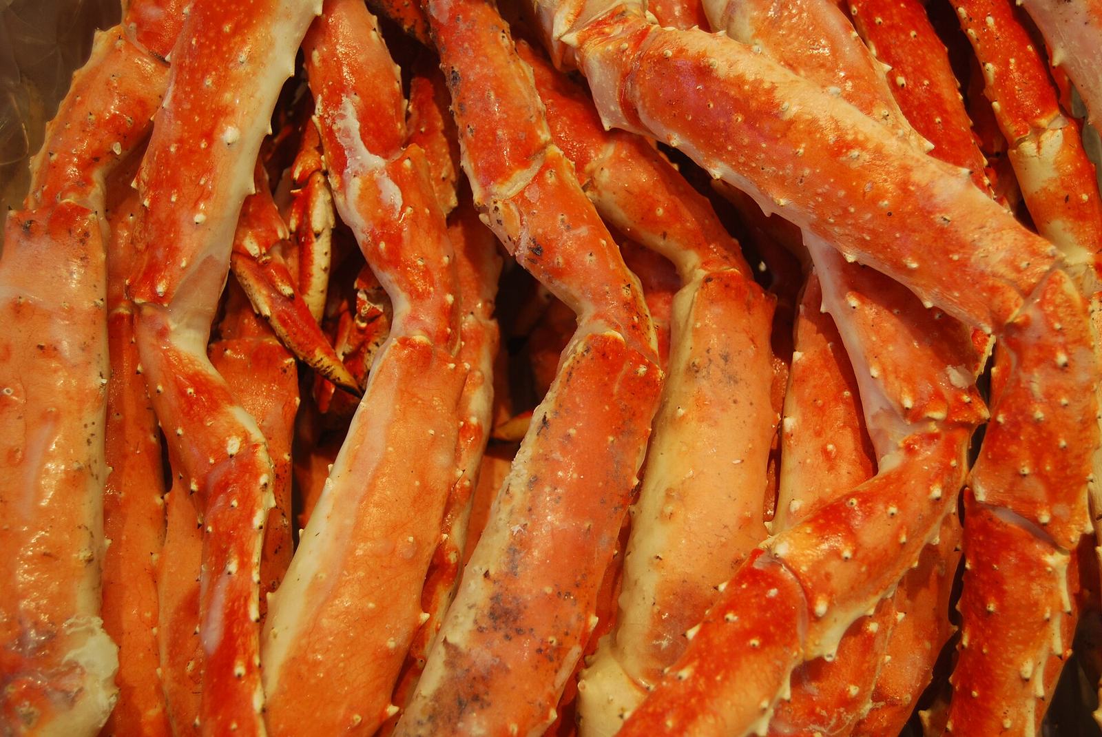 Kamchatka king crab legs served at dinner